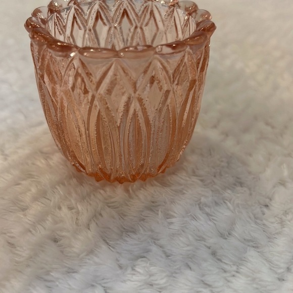 Vintage Pink Elegant Cut Glass Votive Candle Holder - Picture 4 of 4